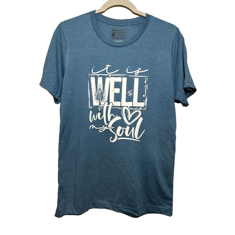 It Is Well With My Soul Heather Deep Teal T-Shirt Boutique Sz SMALL